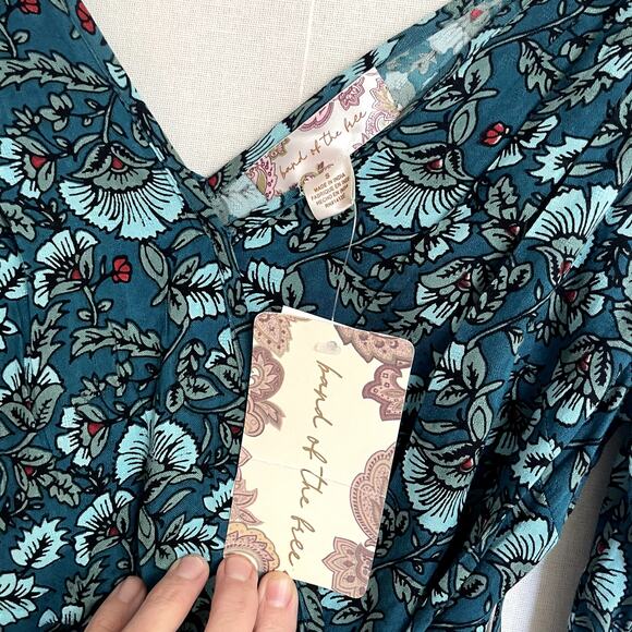 Band of the Free NWT Faux Wrap Maxi Dress Hi-Lo Teal boho - Picture 3 of 6